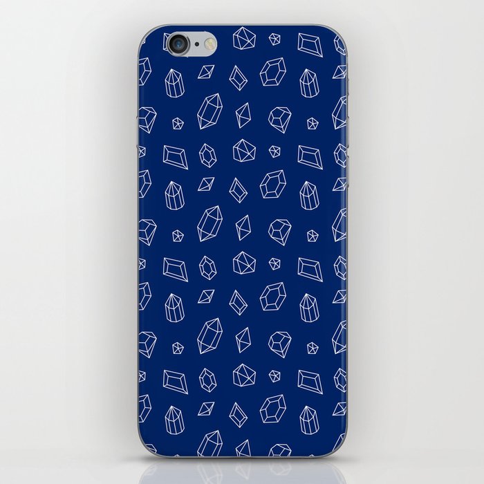 Blue and White Gems Pattern iPhone Skin