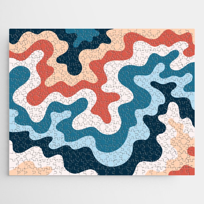 Soft Swirling Waves Abstract Nature Art In Modern Contemporary Color Palette Jigsaw Puzzle