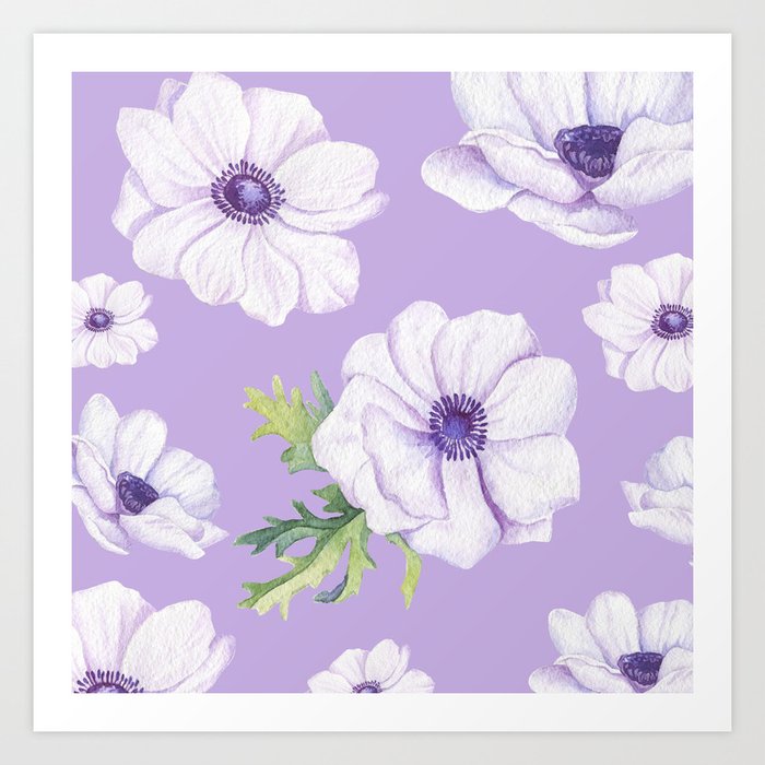 Anemones Lilac #society6 #buyart Art Print