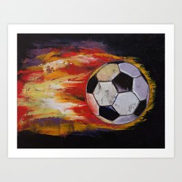 Soccer Art Print | Art, Athletics, Bola, Fire, Balle, Michaelcreese, Fuego, Soccer, Painting, Ballondefootball 