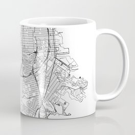 San Francisco White Map Coffee Mug | Architecture, Modern, Map, California, Citymap, Line, Digital, Design, Vector, Black and White 