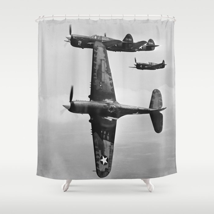 Curtiss P-40Fs War Plane shower curtain - Bathroom art - Bohemian - Home decor - Bathroom Sets - Gift - Bath Mat - Art Bath Shower Curtain