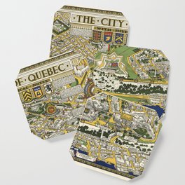 City of Quebec with Historical Notes - Vintage Illustrated Map Coaster