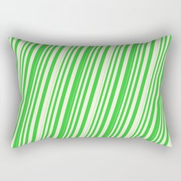 [ Thumbnail: Beige & Lime Green Colored Lined Pattern Rectangular Pillow ]