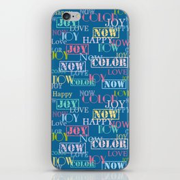 Enjoy The Colors - Colorful typography modern abstract pattern on navy blue color iPhone Skin