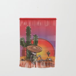 Cactus and skeleton at Sunset Wall Hanging