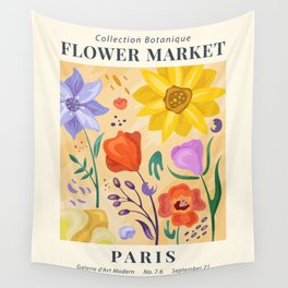 Vintage Flower Market Paris Art Galerie Wall Tapestry