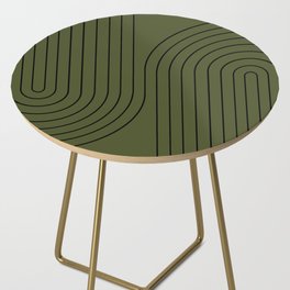 Minimal Line Curvature XVIII Dark Green Mid Century Modern Arch Abstract Side Table