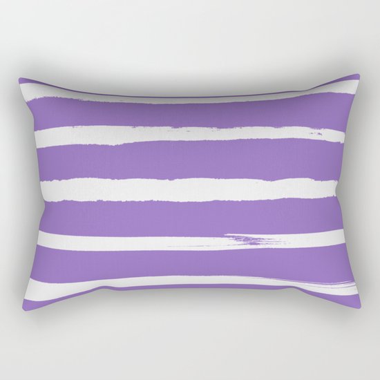 Irregular Hand Painted Stripes Purple Rectangular Pillow
