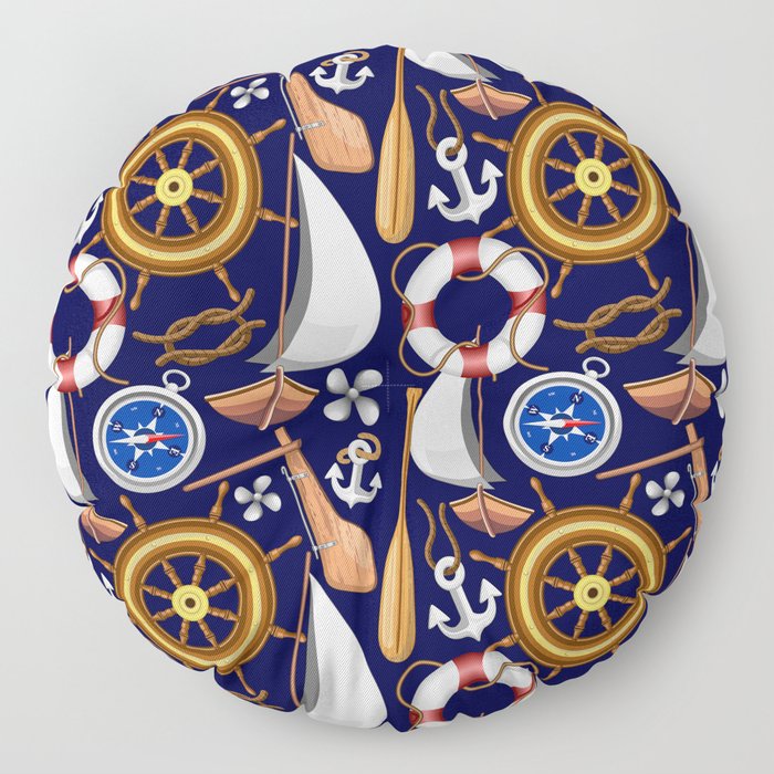 Nautical Marine and Navy Equipment Pattern Floor Pillow