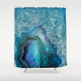 Aqua Turquoise Crystal Mineral Gem Agate Shower Curtain