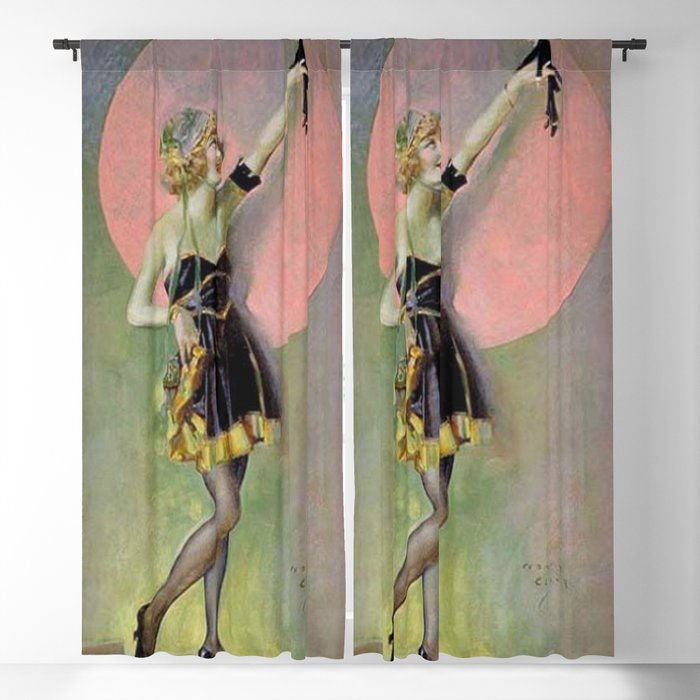 I'm Your Puppet - Jazz Age Girl with the world in her hand art deco jazz age painting by Henry Clive Blackout Curtain