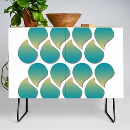 Sand and Sea Turquoise and Yellow Geometric Design Credenza