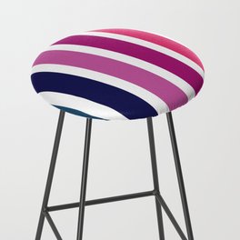 Shana - Blue Purple Pink Colourful Minimalistic Retro Stripe Art Design Pattern Bar Stool