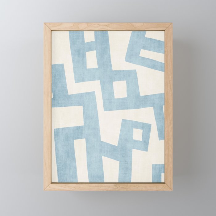 Light Blue Modern Abstract Nordic Simple Framed Mini Art Print