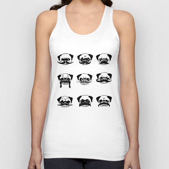 Moustaches of The Pug Unisex Tank Top