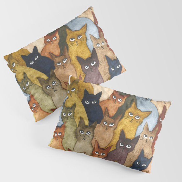 Many Whimsical Cats Pillow Sham