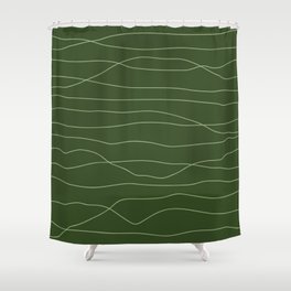 Abstract Lines 5 pattern green Shower Curtain