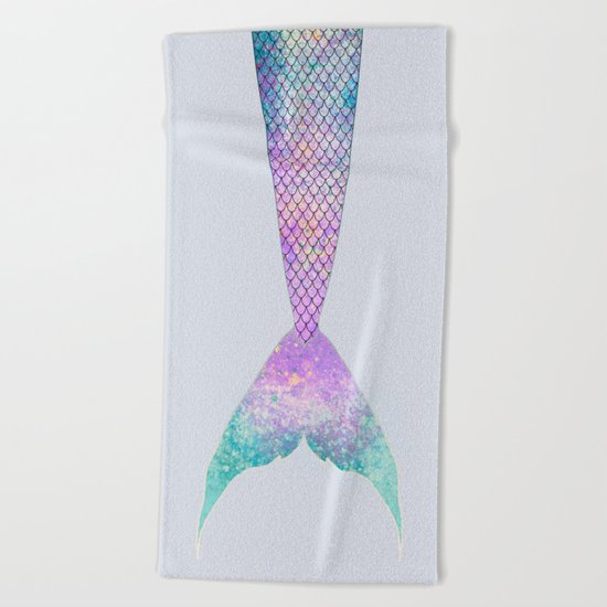 mermaid tail (purple & green) Beach Towel