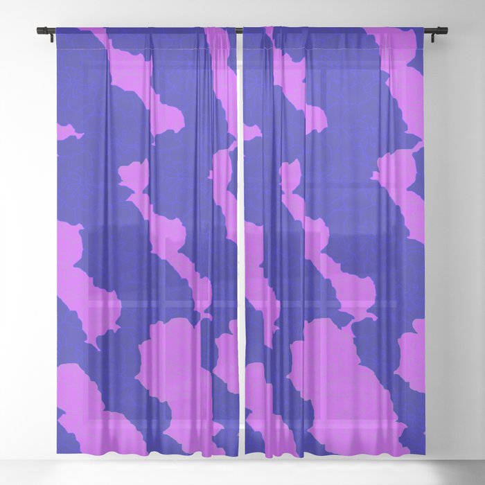 Lavender & Blue Flower Collage Sheer Curtain