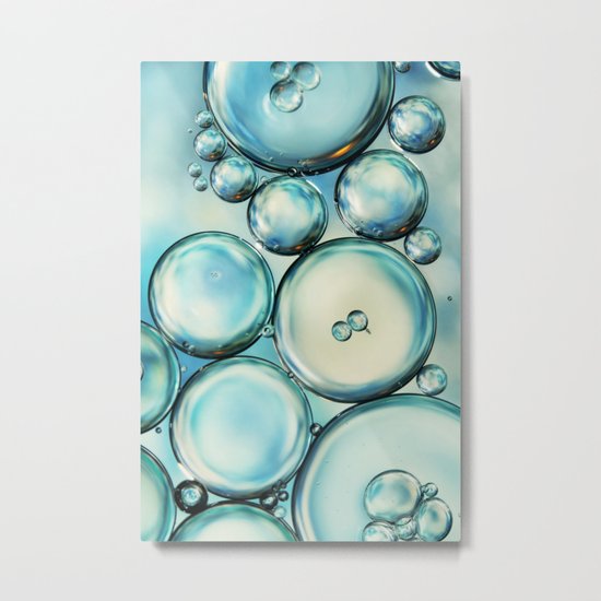 Sky Blue Bubble Abstract Metal Print
