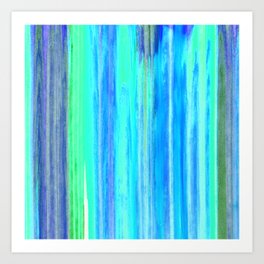 Neon Cyan Color Striations Painting Art Print
