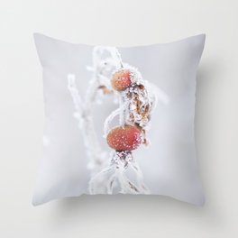 Frozen Rosehip - Winter Scene #decor #society6 #buyart Throw Pillow