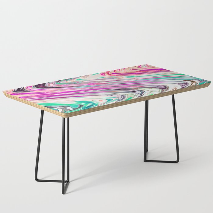 Wavy Pink And Green Liquid Paint Coffee Table