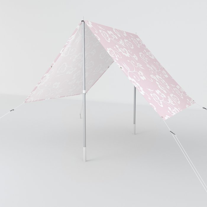 White Vintage Floral On Blush Pink Collection Sun Shade