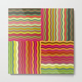 Wavy Squares Metal Print | Photo, Lines, Green, Digital Manipulation, Color, Waves, Pink, Digital, Yellow, Brown 