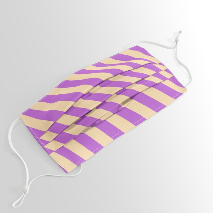 Tan & Orchid Colored Striped/Lined Pattern Face Mask