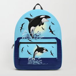 Orca Killer Whale jumping out of Ocean Backpack