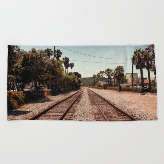 Rail Gazing Santa Barbara Beach Towel