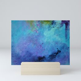 teal and blue squared Mini Art Print