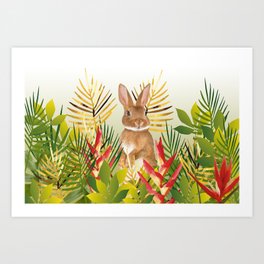 Bunny in garden Art Print