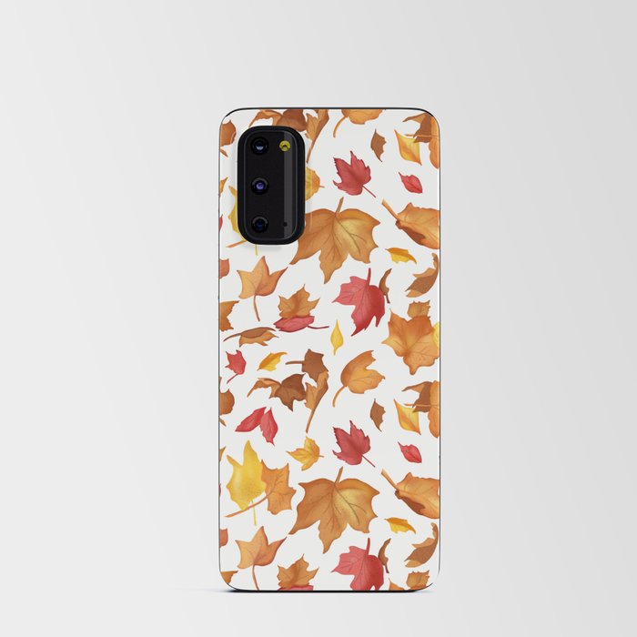 Fallen Autumn Leaves in White Android Card Case