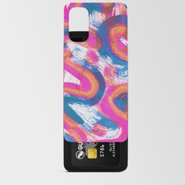 Squiggles Abstract Painting - Neon Pink Orange and Teal Android Card Case