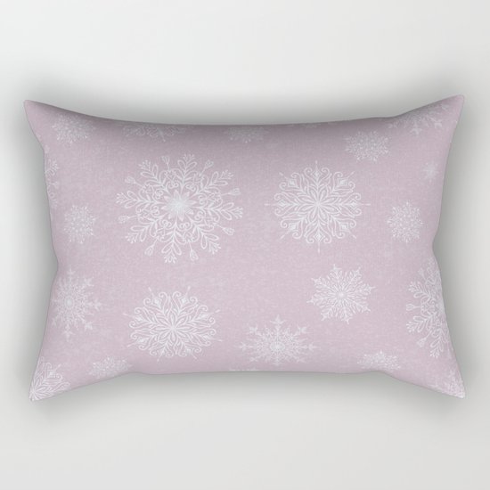Assorted Snowflakes On Pink Background Rectangular Pillow