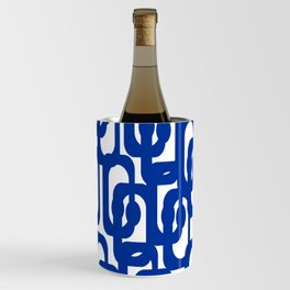 Bright Blue and White Mid-century Modern Loop Pattern  Wine Chiller