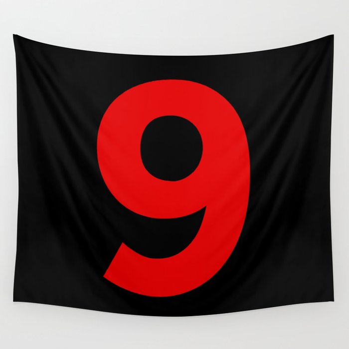 Number 9 (Red & Black) Wall Tapestry