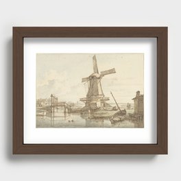 Landscape with windmill, Jan Hulswit, 1776 - 1822 Recessed Framed Print