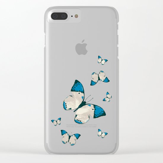 Spring Butterfly (Blue Pattern) Clear iPhone Case