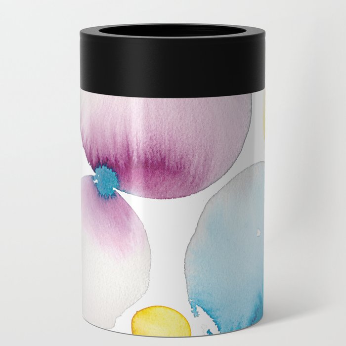 Celestial Primary Watercolor Abstract Circle Pattern Can Cooler