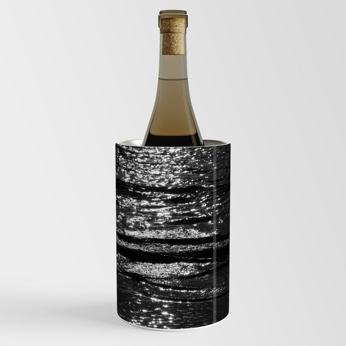 Calm Black and White Ocean Waves Wine Chiller