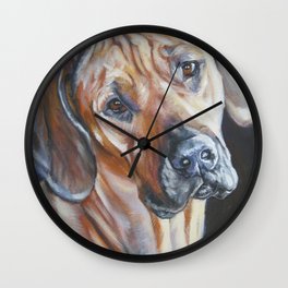 Rhodesian Ridgeback dog art portrait from an original painting by L.A.Shepard Wall Clock