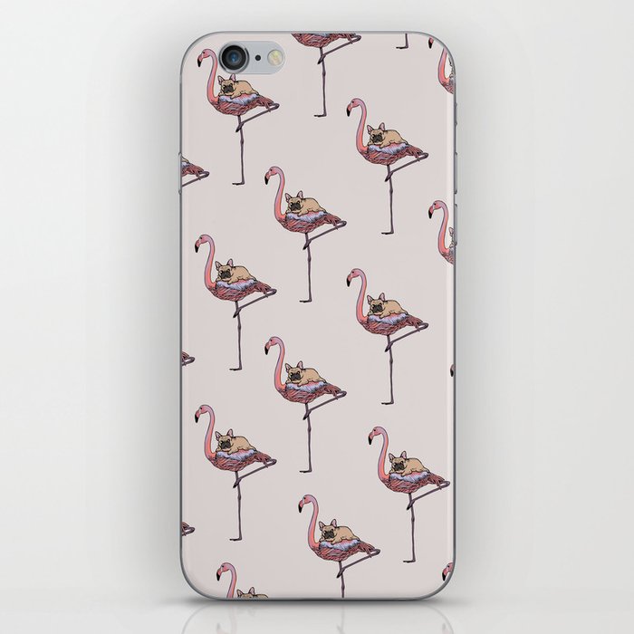 Flamingo and French Bulldog iPhone Skin