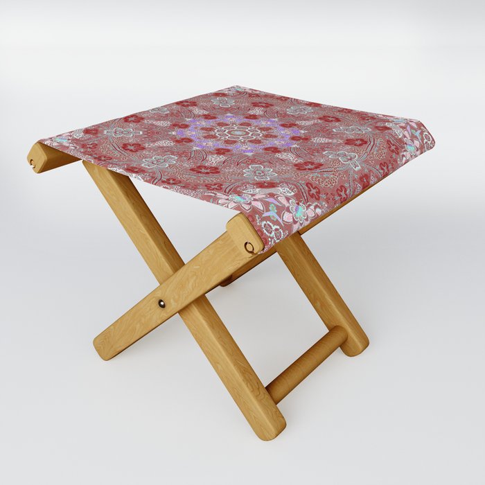 Moroccan Flowers Warm Color Vintage Folding Stool