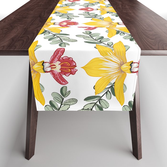 orchid pattern Table Runner