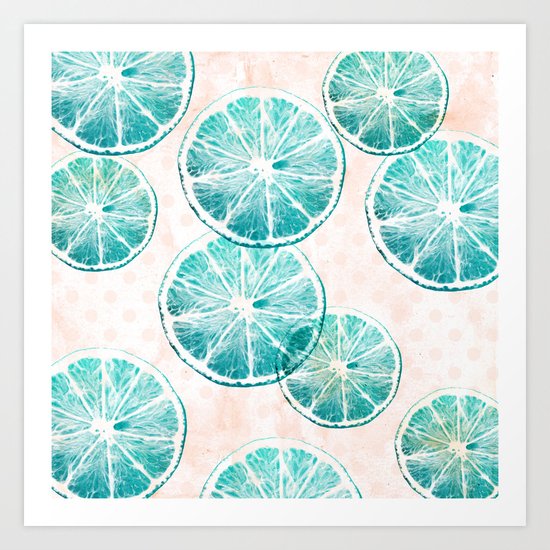 Turquoise citrus Art Print