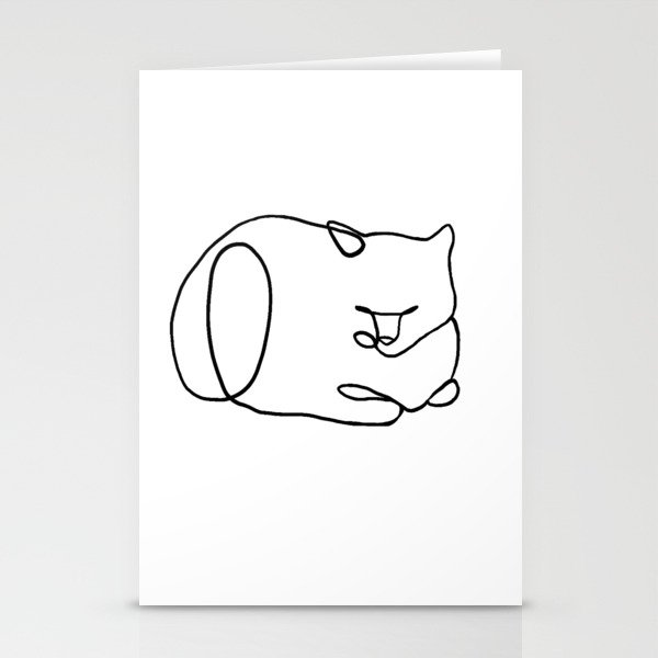 One Line Cat Nap Loaf Stationery Cards